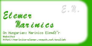 elemer marinics business card